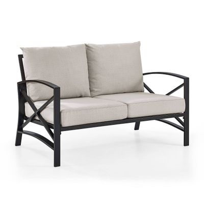 Kaplan Outdoor Metal Loveseat - Oatmeal/Bronze - Crosley