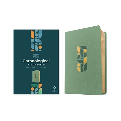 NLT One Year Chronological Study Bible (Leatherlike, Sage Green Mosaic) - (Leather Bound)