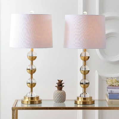 27.5 (Set of 2) Avery Crystal Table Lamp: Modern Brass Accents, UL Listed - JONATHAN Y