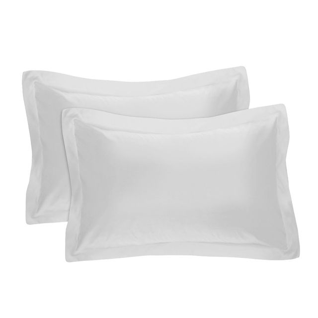 Standard 2pk Tailored Sham White - Magic Skirt: Bed Makers Polyester Plain Weave, Machine Washable, Envelope Closure