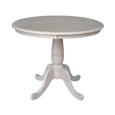 36x36 Round Pedestal Dining Table Washed Gray Taupe - International Concepts