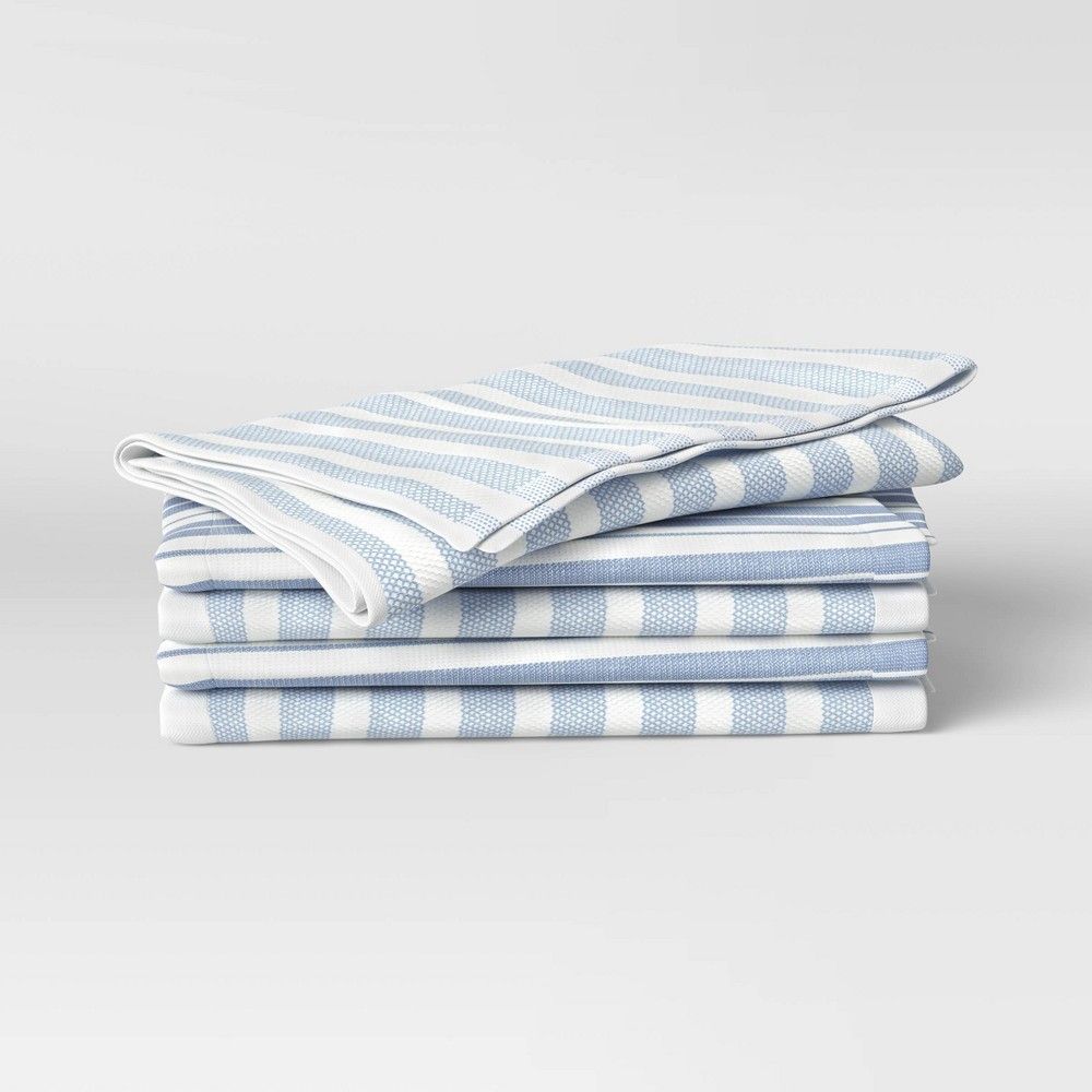 Threshold 5pk Cotton Assorted Kitchen Towels Blue - Threshold