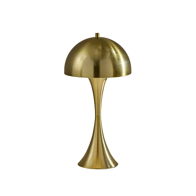 Adesso Lennon Table Lamp Brass: Antique Finish, Dome Shade, Touch Sensor, ETL Listed