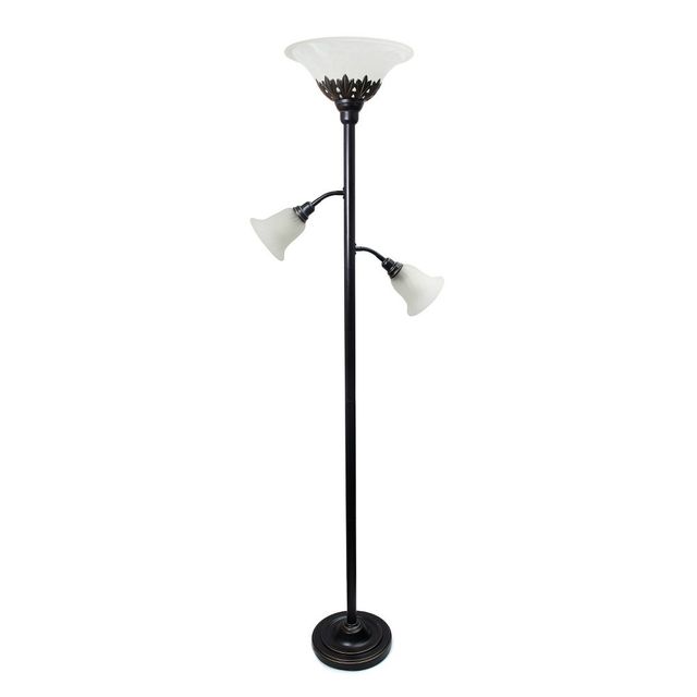 3-Light Floor Lamp with Scalloped Glass Shade - Elegant Designs: Adjustable