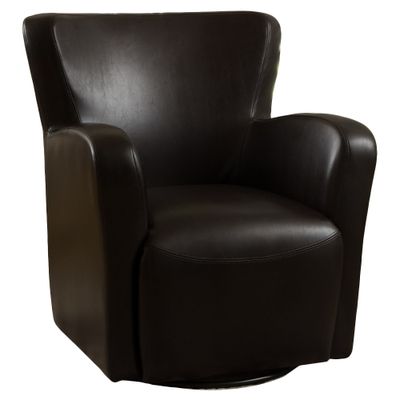 Christopher Knight Home Vada Upholstered Swivel Chair - Brown: Bicast Leather, Iron Frame, No Assembly Required