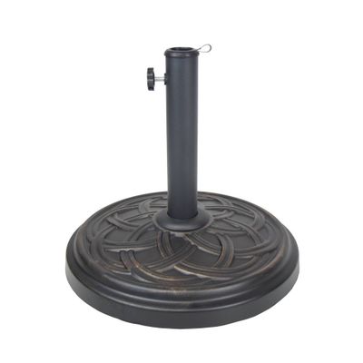 33lb Oakland Living Bronze and Black Round Cement Umbrella Stand: Weather-Resistant Base, UV Protection