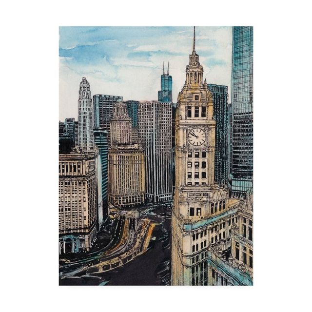 14 x 19 Us Cityscape Chicago by Melissa Wang - Trademark Fine Art: Gallery-Wrapped Canvas, Digital Art