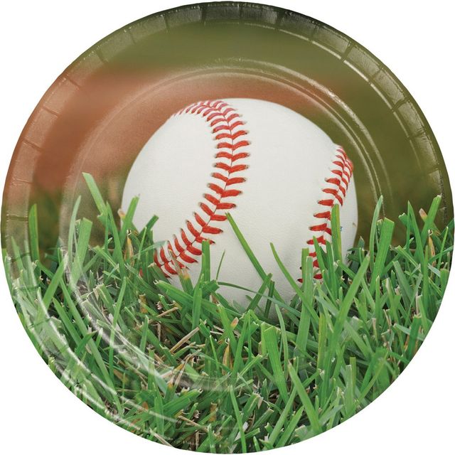 24ct Baseball Paper Plates White