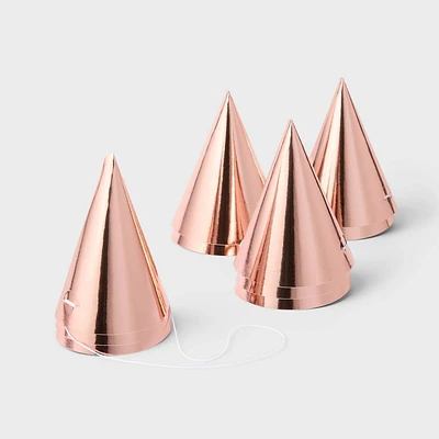 10ct 5 Metallic Foil Party Hats Rose Gold - Spritz