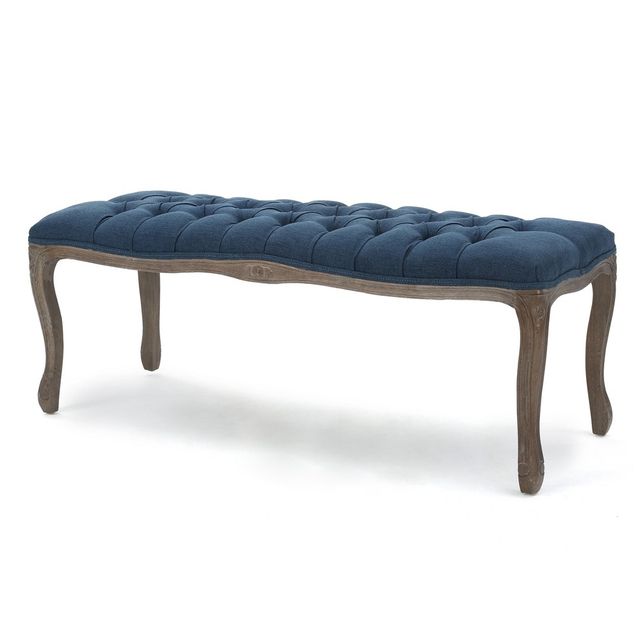 Christopher Knight Home Tassia Tufted Bench : Upholstered Rectangular Ottoman, Rubberwood Frame