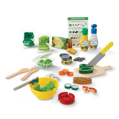 Melissa & Doug Slice and Toss Salad Play Food Set - 52pc Wooden and Felt