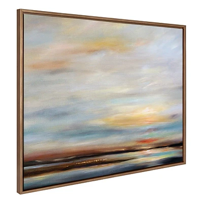 Kate & Laurel All Things Decor 31.5x41.5 Sylvie Carolina Sunset Framed Wall Art by Mary Sparrow Gold Natural: Coastal Scene