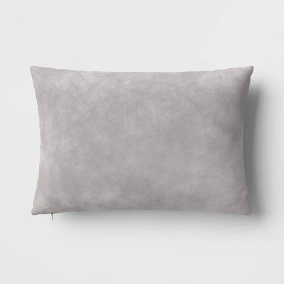 Oversize Washed Cotton Velvet Lumbar Throw Pillow Gray - Threshold