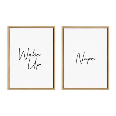 (Set of 2) 18 x 24 Sylvie Wake Up and Nope Framed Canvas Set  - Kate & Laurel All Things Decor