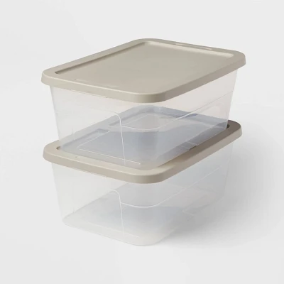 16qt Storage Boxes 2pk Gray - Brightroom