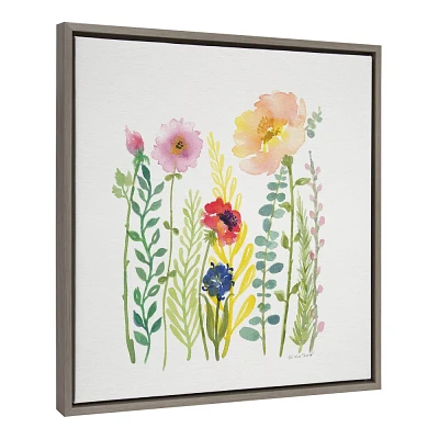 Kate & Laurel All Things Decor 22x22 Flowers and Ferns Framed Canvas by Patricia Shaw Gray