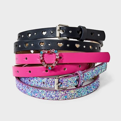 Girls 3pk Heart Belt Set