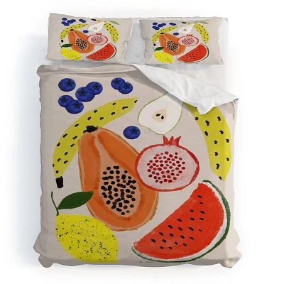 Deny Designs King El Buen Limon Acrylic Fruits Duvet and Sham Set