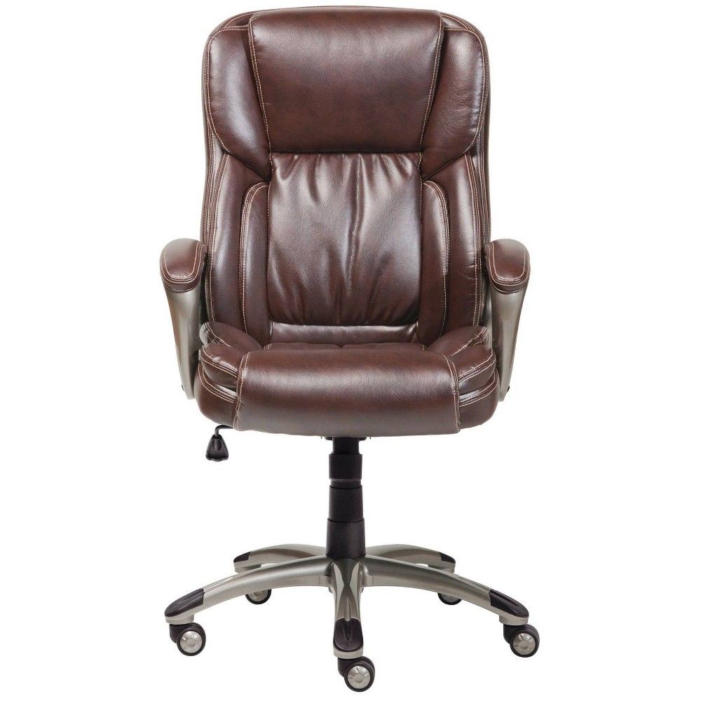 Serta Works Executive Leather Office Chair with Back in Motion Technology, Opportunity Gray