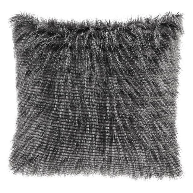 20x20 Oversize Adelaide Faux Fur Square Throw Pillow Black - Madison Park