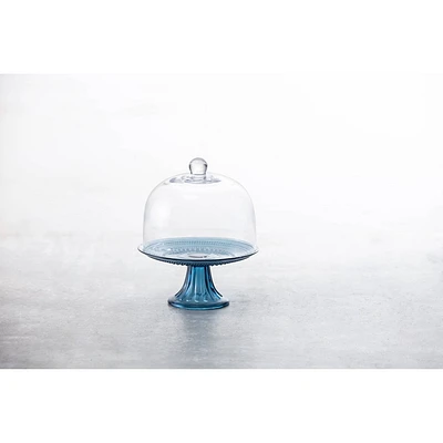 Fortessa Tableware Solutions 8.5 Jupiter Cornflower Cake Stand and Dome Set : Glass Serving Set, Dishwasher-Safe