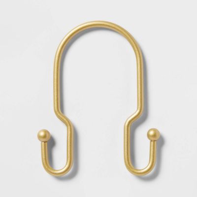 Metal Double Shower Hooks Brass - Room Essentials: Iron Construction, Powder-Coated Finish, Set of 12 Curtain Rings