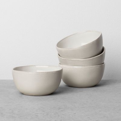 8.5oz 4pk Stoneware Mini Bowl Set Cream - Hearth & Hand with Magnolia: Rustic Farmhouse Style, Dishwasher Safe