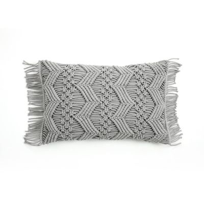 13x20 Oversize Studio Chevron Macrame Lumbar Throw Pillow Cover with Fringes - Lush Dcor: Cotton, Zipper Closure