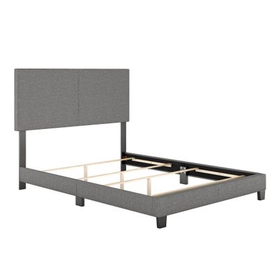 Queen Monroe Linen Upholstered Platform Bed Frame Gray - Eco Dream