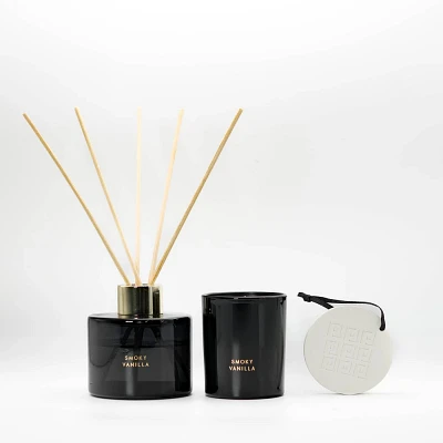 Landon Tyler Fragranced Decoration Gift Set with Smoky Vanilla Candle Diffuser and Decorative Ceramic Diffuser