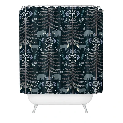 Deny Designs Emanuela Carratoni Moon Winter Forest Shower Curtain