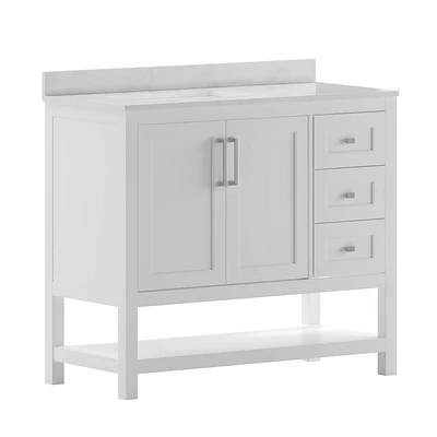 Taylor & Logan 42 Vivien Bathroom Vanity: Carrara Marble Top, Ceramic Sink, Engineered Wood