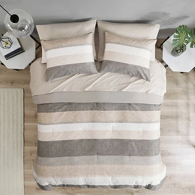 5pc Twin Ryder Comforter Set with Bed Sheets Taupe/Gray - Madison Park