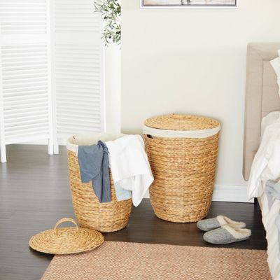 Set of 2 Sea Grass Storage Baskets Natural - Olivia & May: Round Woven Seagrass Decorative Baskets, Light Brown