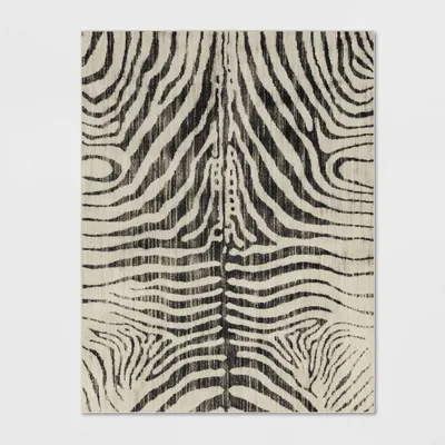 10x13 Zebra Stripe Woven Area Rug Black - Threshold