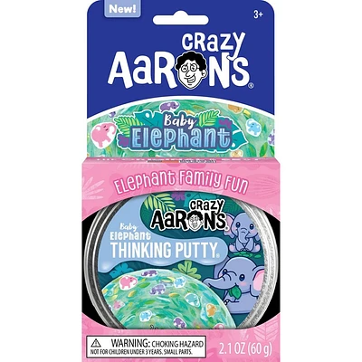 Crazy Aarons 3.5 Baby Elephant Thinking Putty Tin