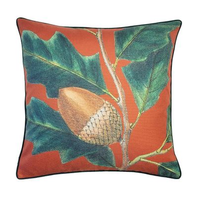 20x20 Oversize NYBG Sylva Acorn Square Throw Pillow Cover Rust: Velvet Reverse, Zipper Closure - New York Botanical Garden