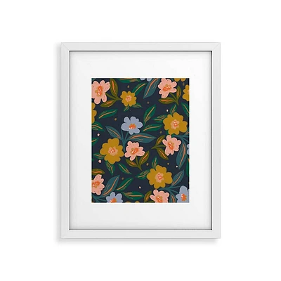 8x10 Oris Eddu Floral Pattern II White Framed Canvas Wall Art - Deny Designs: Modern Abstract, MDF Frame