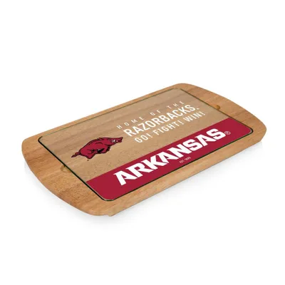 NCAA Arkansas Razorbacks Parawood Billboard Glass Top Serving Tray