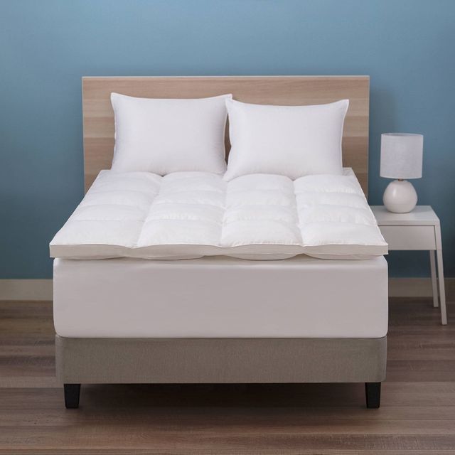 Deluxe Down Alternative Fiber Bed Mattress Topper - Allied Home: 233 Thread Count, 100% Cotton Cover, Machine Washable