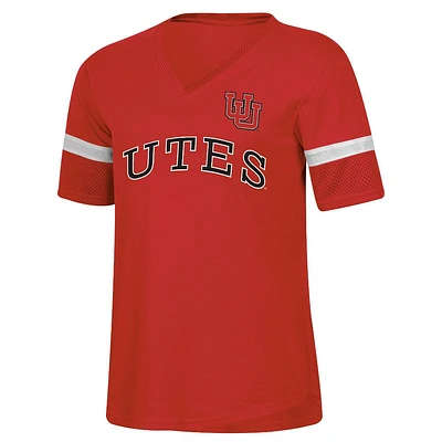 NCAA Utah Utes Womens Mesh Trim V-Neck T-Shirt