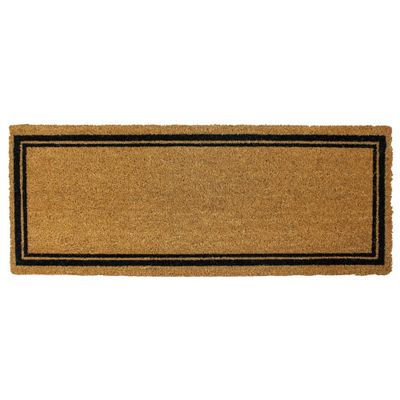 16 x 39 Indoor/Outdoor Coir Doormat with Border Natural/Black - Entryways: PVC-Backed, Shake Clean, Medium Pile