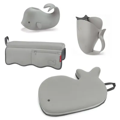 Skip Hop Moby Baby Bath Set with Four Bathtime Essentials - Gray - 4pk