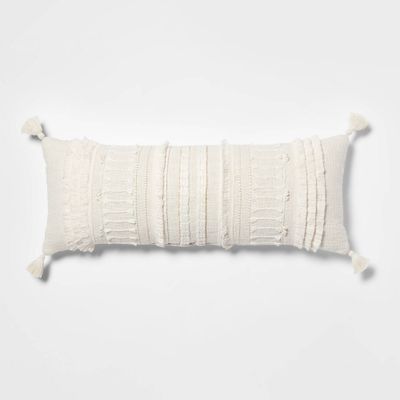Oversized Oblong Woven Knotted Fringe Decorative Throw Pillow Natural - Threshold