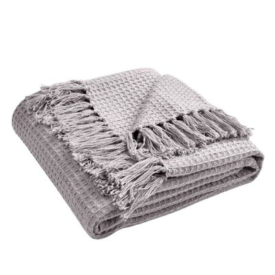 50x60 Waffle Cotton Knit Throw Blanket  - Lush Dcor