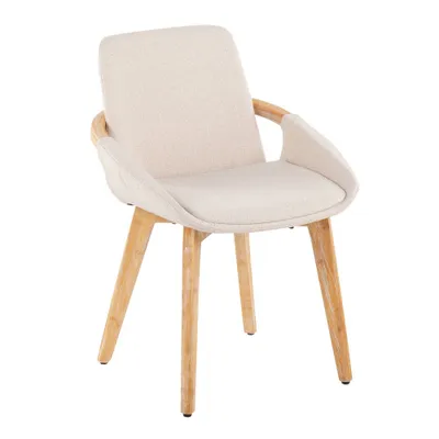 Cosmo Bamboo/Polyester Dining Chair Natural/Cream - LumiSource: Upholstered, Foam-Filled, Bamboo Frame