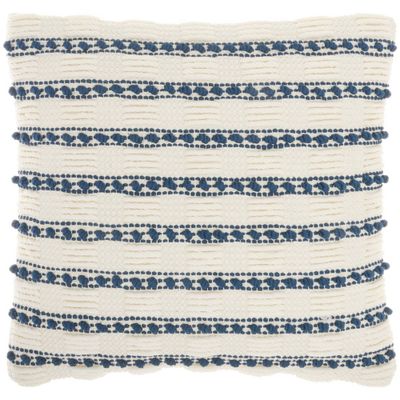 18x18 Life Styles Woven Lines and Dots Square Throw Pillow Navy - Mina Victory