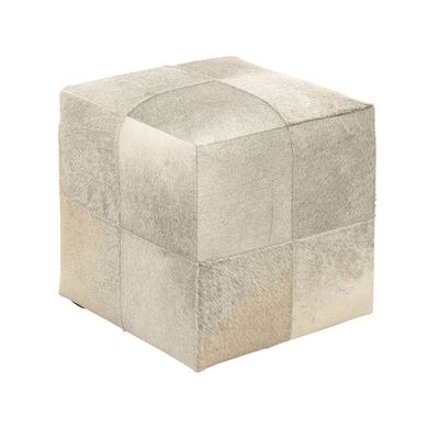 Contemporary Square Cowhide Leather Stool Ottoman - Olivia & May: Handmade, No Assembly Required