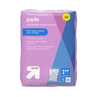 Incontinence Pads - Moderate Absorbency - Regular - 66ct - up&up