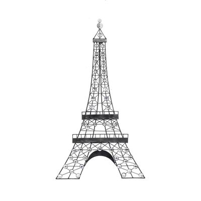 Metal Eiffel Tower 3D Wire Wall Decor with Crystal Embellishments Black - Olivia & May: Iron Luxury Glam Art